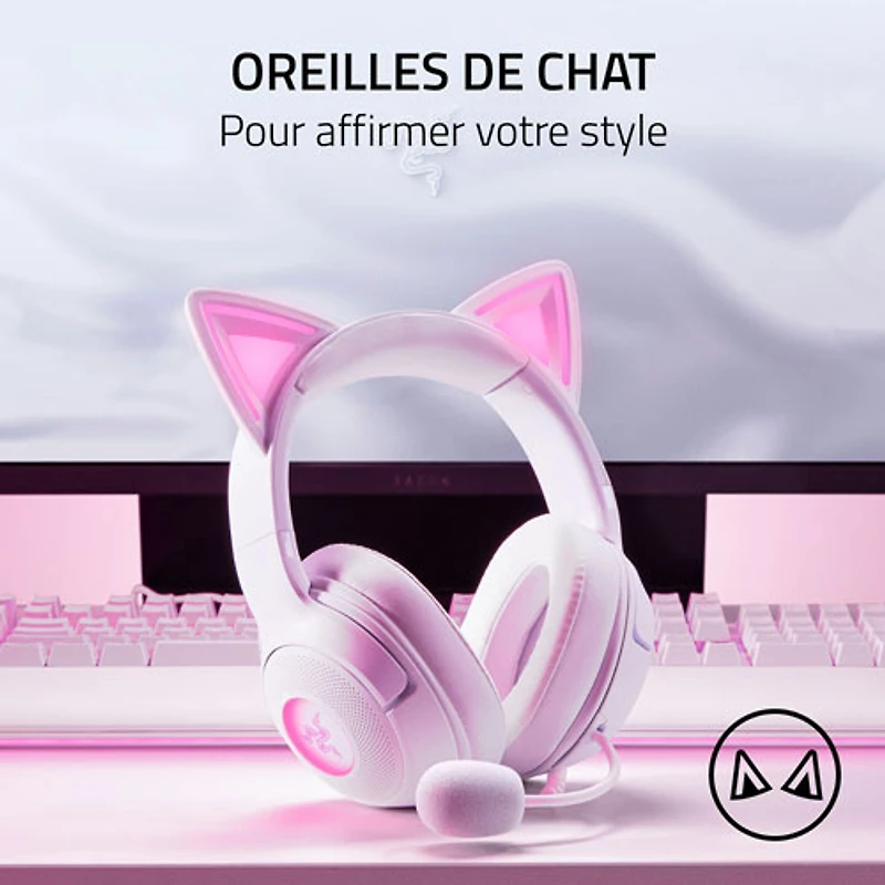 Razer Kraken Kitty Edition V2 Gaming Headset with Microphone - White