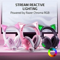 Casque de jeu avec microphone Kraken Kitty Edition V2 de Razer - Blanc