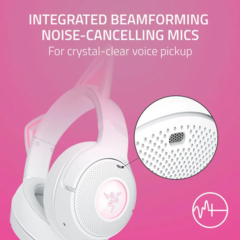 Razer Kraken Kitty Edition V2 Wireless Gaming Headset with Microphone - White