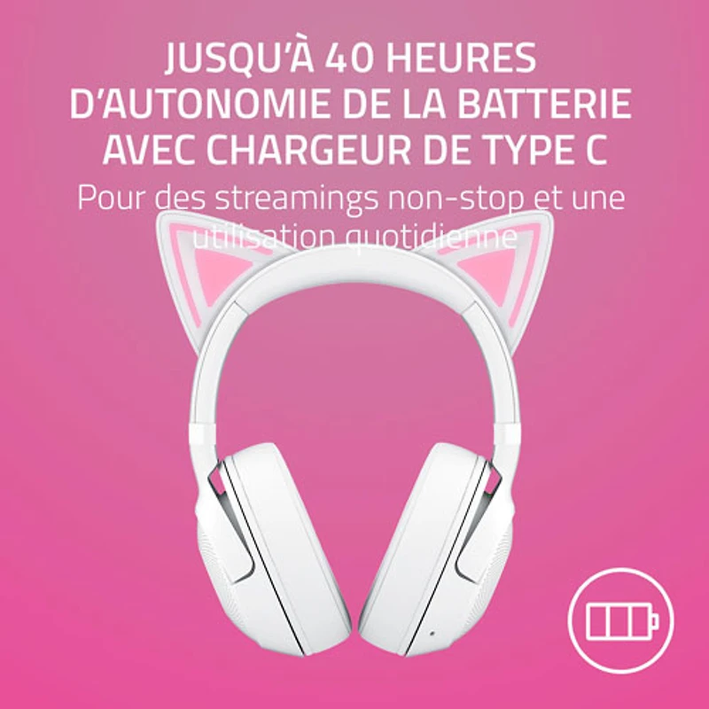 Razer Kraken Kitty Edition V2 Wireless Gaming Headset with Microphone - White
