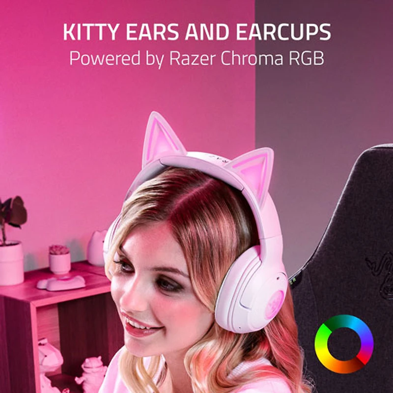 Razer Kraken Kitty Edition V2 Wireless Gaming Headset with Microphone - White