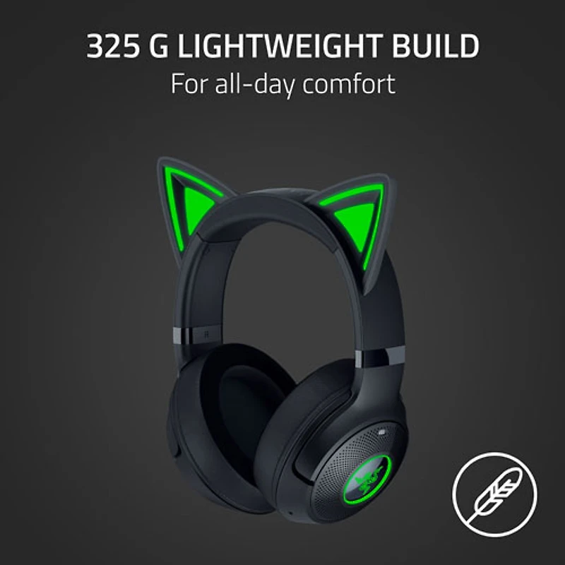 Casque de jeu sans fil Kraken Kitty Edition V2 avec microphone de Razer - Noir