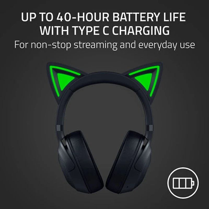 Razer Kraken Kitty Edition V2 Wireless Gaming Headset with Microphone - Black