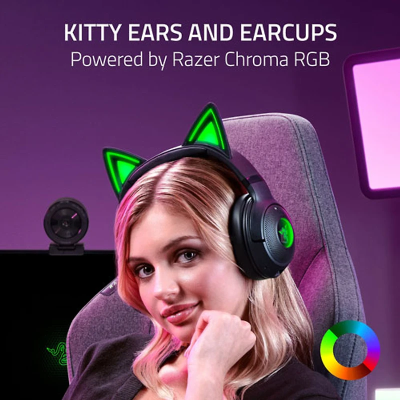 Razer Kraken Kitty Edition V2 Wireless Gaming Headset with Microphone - Black