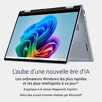 Portable 2-en-1 à écran tactile de 14 po Copilot+ PC Plus de Dell - Bleu glacier (Core Ultra 5 - 226V d'Intel/RAM 16 Go/SSD 512 Go)