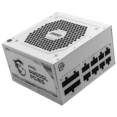 Bloc d'alimentation modulaire MAG A850GL PCIE5 850 W de MSI - Blanc