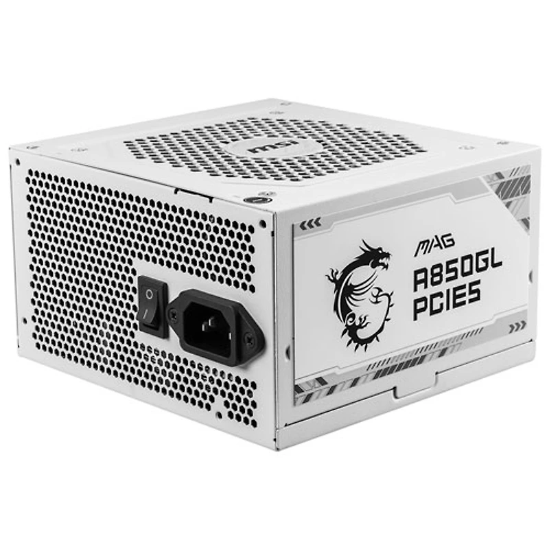 Bloc d'alimentation modulaire MAG A850GL PCIE5 850 W de MSI - Blanc