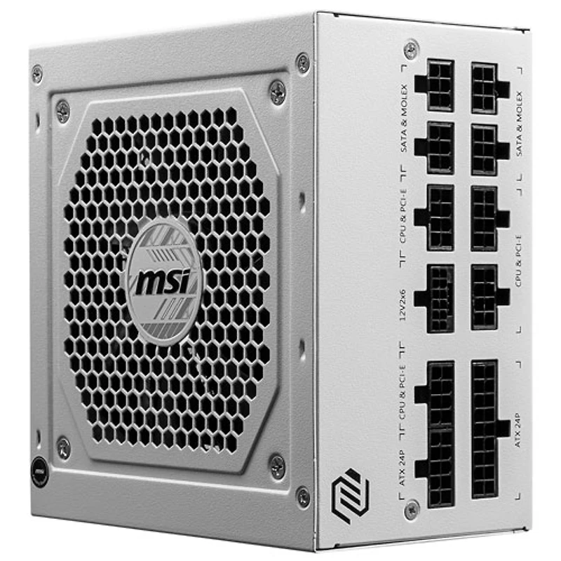 Bloc d'alimentation modulaire MAG A850GL PCIE5 850 W de MSI - Blanc