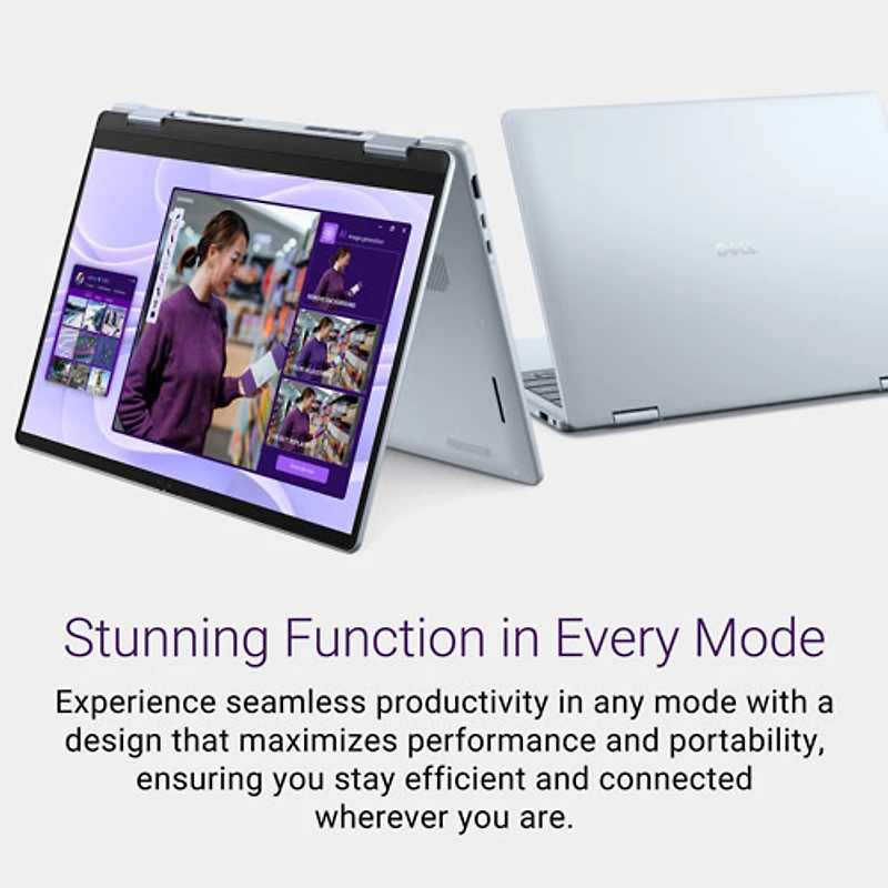 Portable 2-en-1 tactile de 14 po Copilot+ PC Plus de Dell - Bleu glacier (Core Ultra 7-256V d'Intel/RAM 16 Go/SSD 1 To)