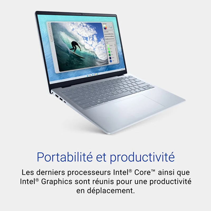 Portable de 14 po Inspiron de Dell - Bleu glacier (Core 7-150U d'Intel/RAM 16 Go/SSD 1 To)