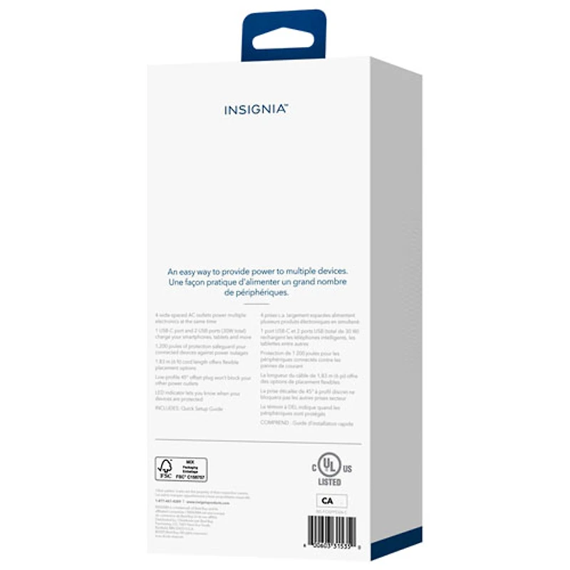 Insignia 4-Outlet 2-USB/1-USB-C Surge Protector - Only at Best Buy
