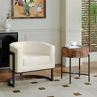 Inspire Contemporary Boucle Fabric Accent Chair - Ivory