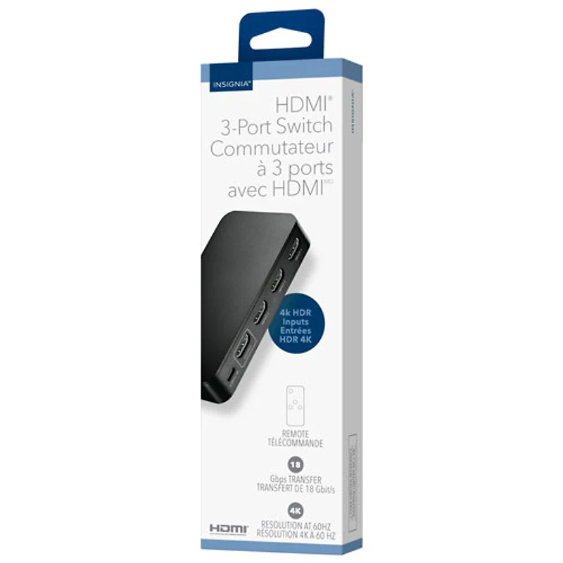 Commutateur HDMI 4K à 3 ports d'Insignia - Noir - Exclusivité Best Buy