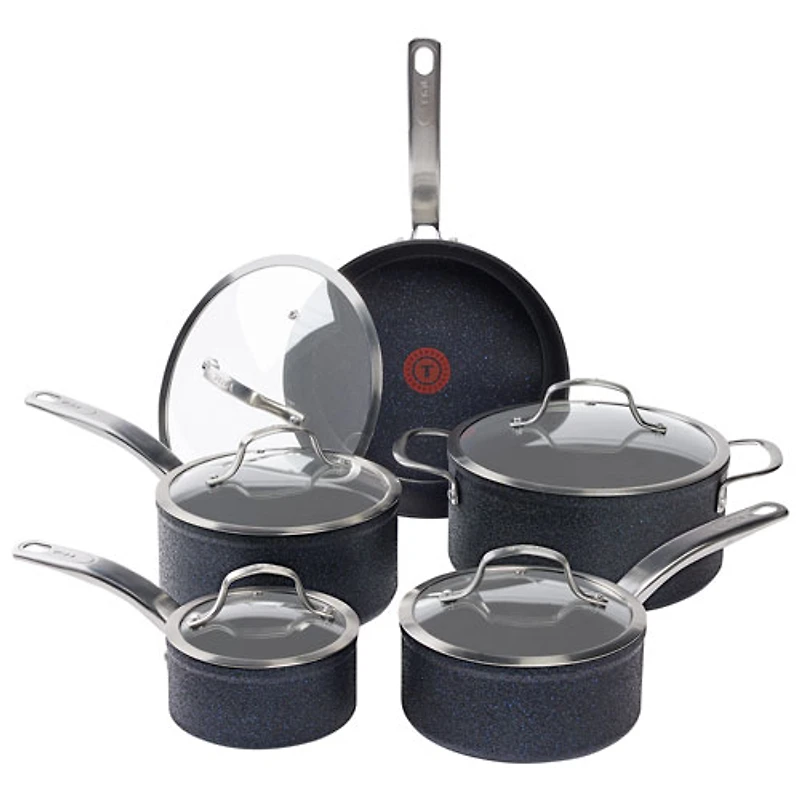 T-Fal StoneShield 10-Piece Aluminum Cookware Set - Black