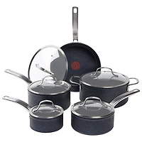 T-Fal StoneShield 10-Piece Aluminum Cookware Set - Black