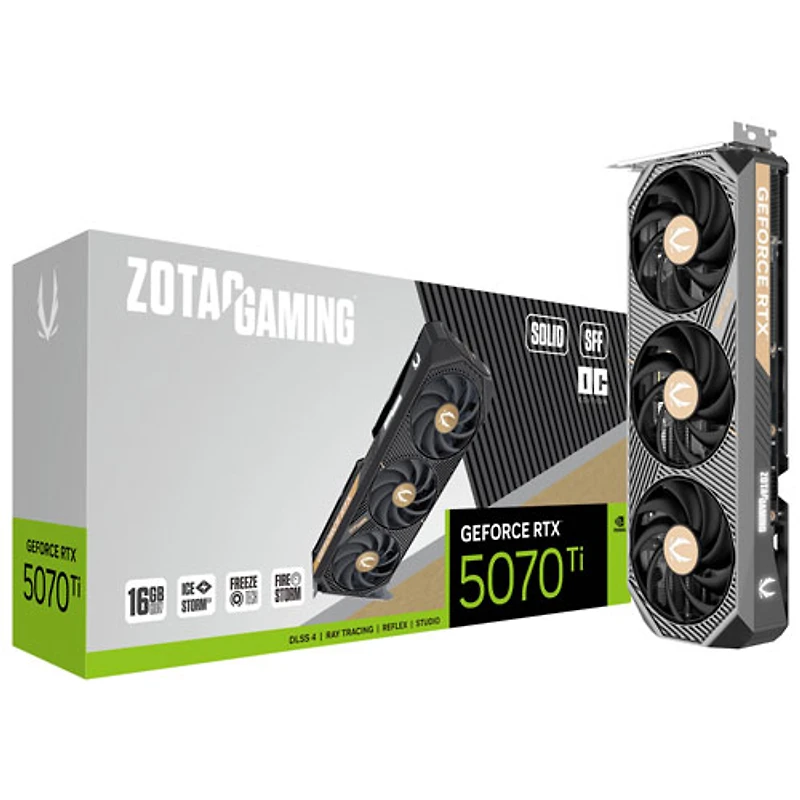 Carte graphique de jeu GeForce RTX 5070 Ti Solid SFF OC 16 Go GDDR7 de ZOTAC