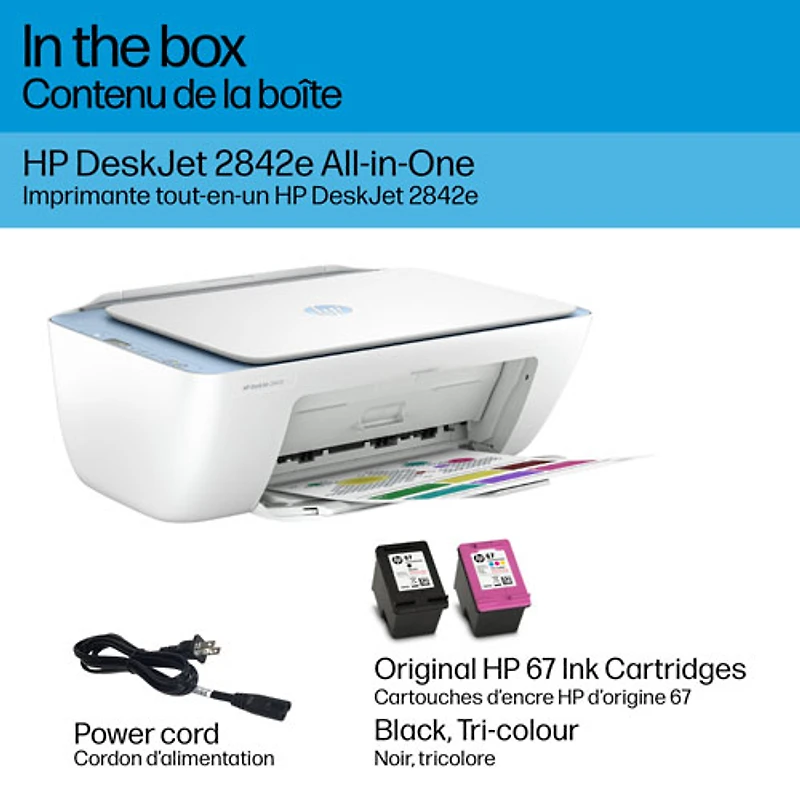 Imprimante à jet d'encre tout-en-un sans fil DeskJet 2842e de HP