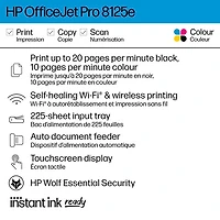 HP OfficeJet Pro 8125e Wireless All-In-One Inkjet Printer - HP Instant Ink 3-Month Free Trial Included*
