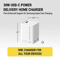 Chargeur mural USB-C PD de 30 W PowerVolt de Scosche - Blanc