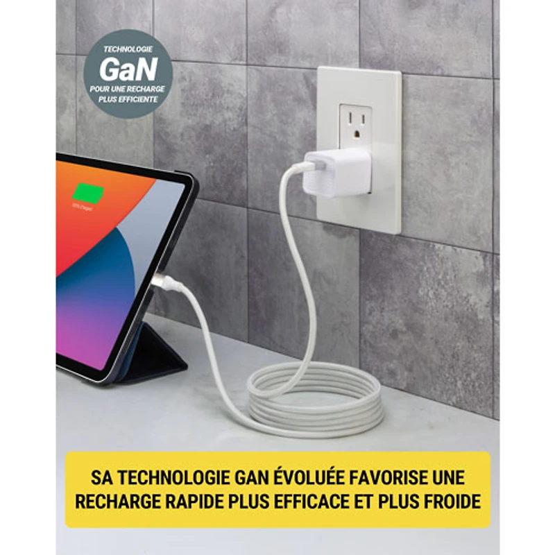 Chargeur mural USB-C PD de 30 W PowerVolt de Scosche - Blanc