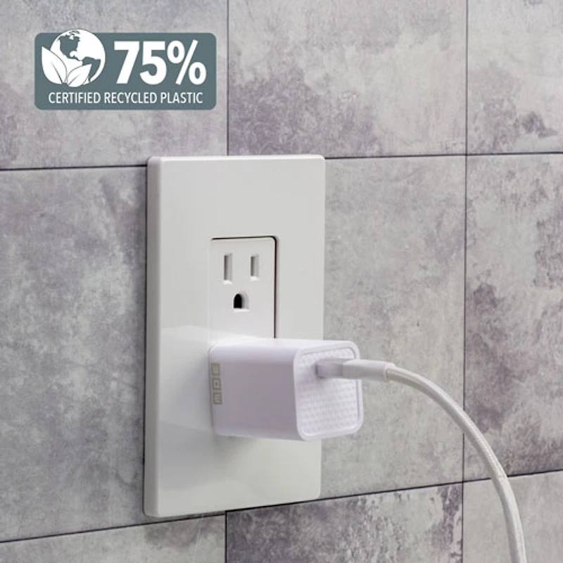 Chargeur mural USB-C PD de 30 W PowerVolt de Scosche - Blanc
