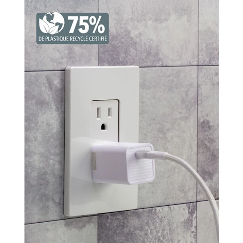 Chargeur mural USB-C PD de 30 W PowerVolt de Scosche - Blanc