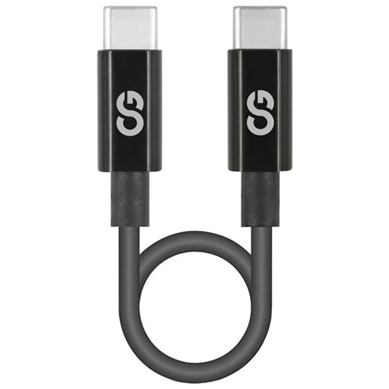 LOGiiX Sync & Charge Shortie 0.3m (1 ft.) USB-C to USB-C Cable - Black