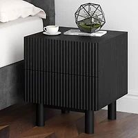 Table d'appoint carrée contemporaine à 2 tiroirs !Nspire - Noir