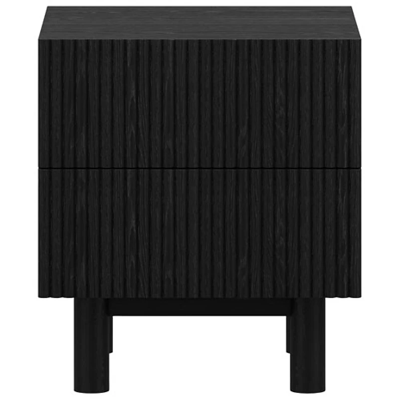 Table d'appoint carrée contemporaine à 2 tiroirs !Nspire - Noir