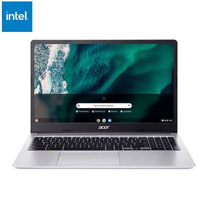 Chromebook de 15,6 po d'Acer - Argenté (Celeron N4500 d'Intel/RAM 4 Go/eMMC 64 Go/ChromeOS)