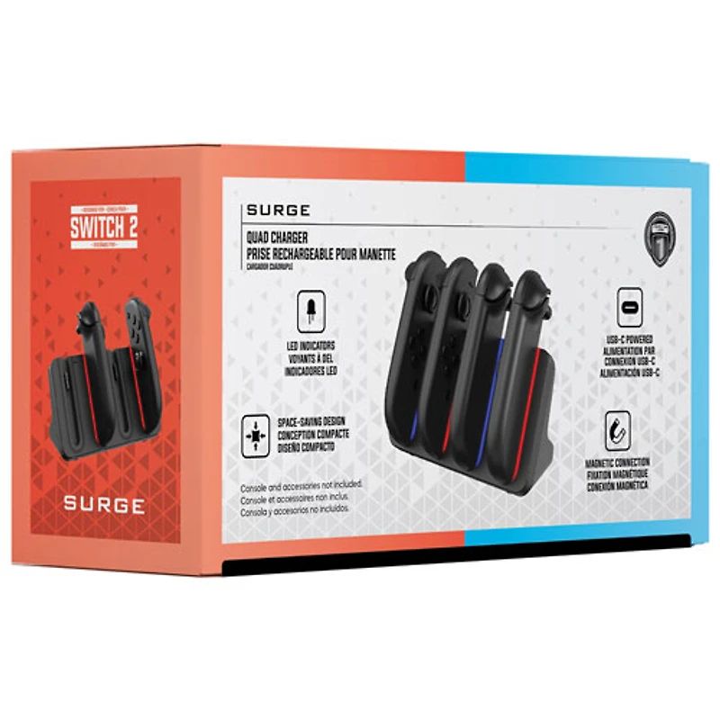 Station de recharge Quad Charger Controller de Surge pour Switch 2