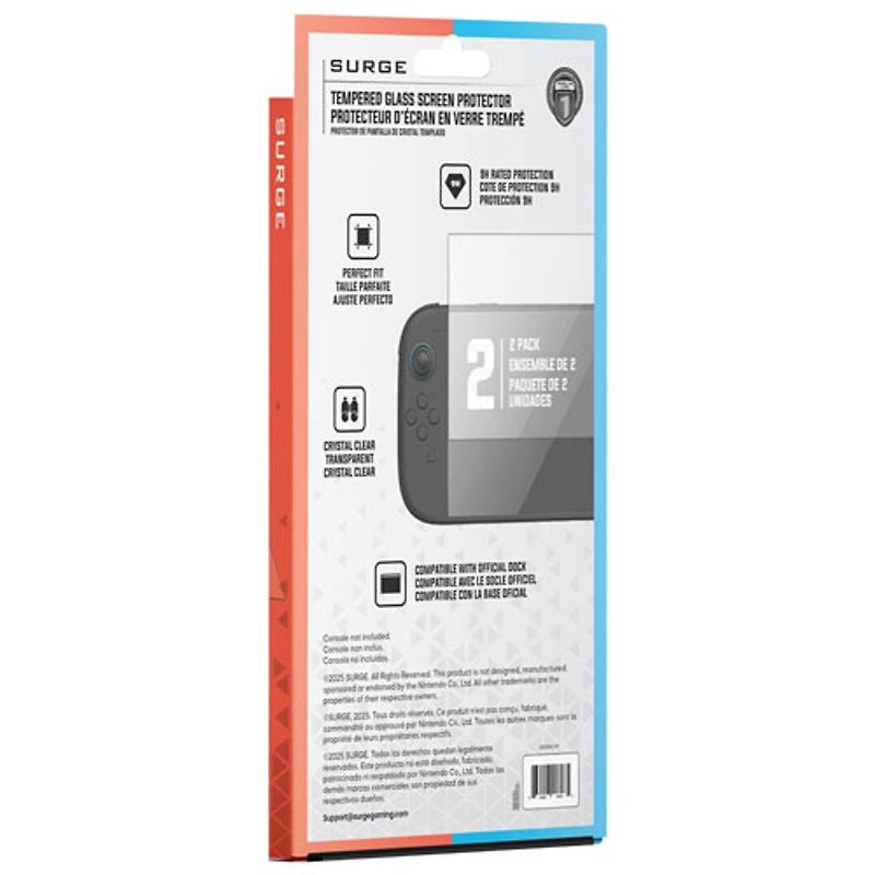 Protecteur d'écran en verre trempé de Surge pour Switch 2