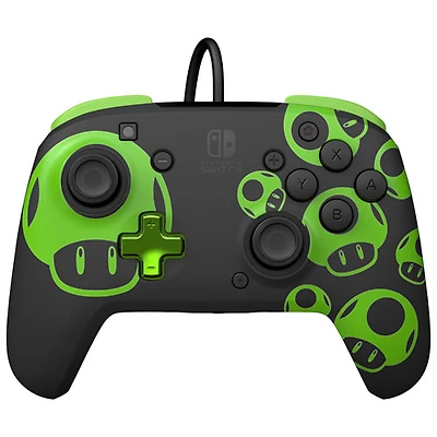 PDP Rematch Glow Wired Controller for Switch - 1-Up Mushroom