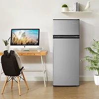 Insignia 7.3 Cu. Ft. Freestanding Top Mount Compact Fridge (NS-CF70TMSS6-C) - Stainless Steel Look