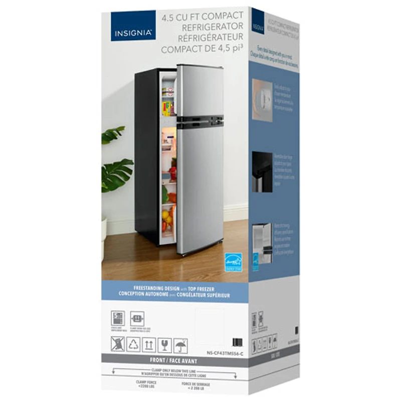 Insignia 4.5 Cu. Ft. Freestanding Top Mount Compact Fridge (NS-CF43TMSS6-C) - Stainless Steel Look