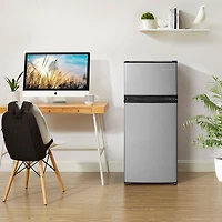 Insignia 4.5 Cu. Ft. Freestanding Top Mount Compact Fridge (NS-CF43TMSS6-C) - Stainless Steel Look