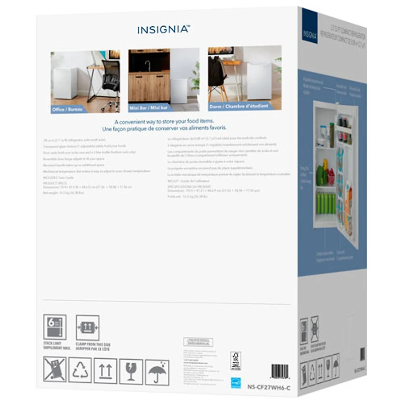 Réfrigérateur de bar autonome de 2,7 pi³ d'Insignia (NS-CF27WH6-C) - Blanc - Exclusivité Best Buy