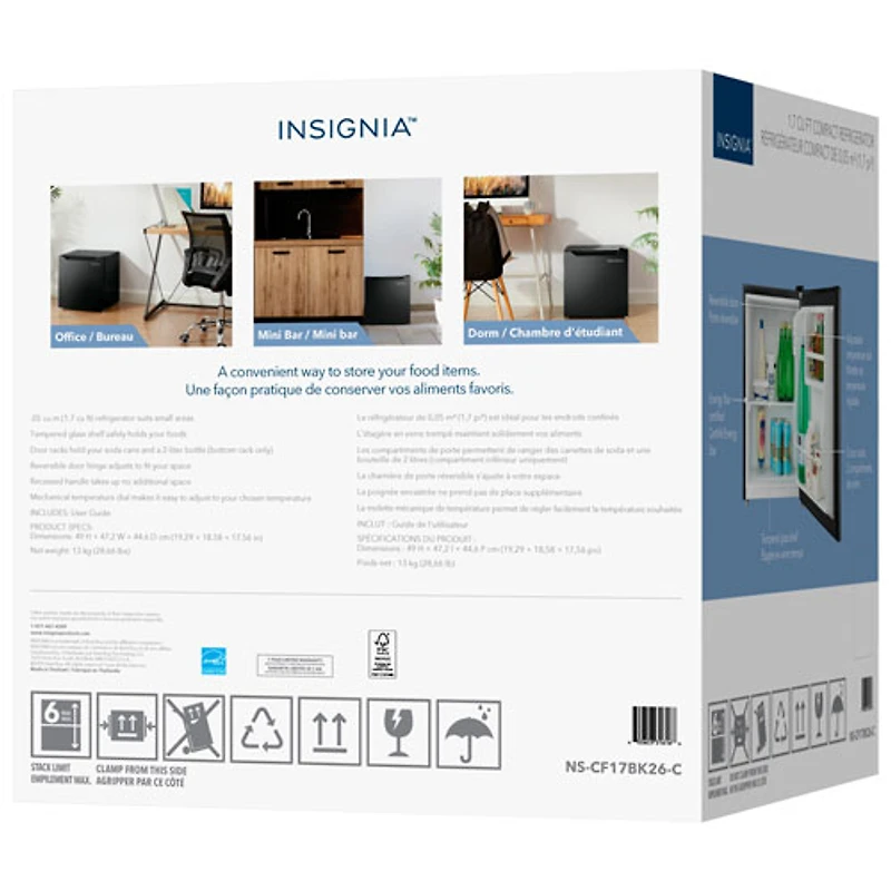 Insignia 1.7 Cu. Ft. Freestanding Bar Fridge (NS-CF17BK26-C) - Black - Only at Best Buy