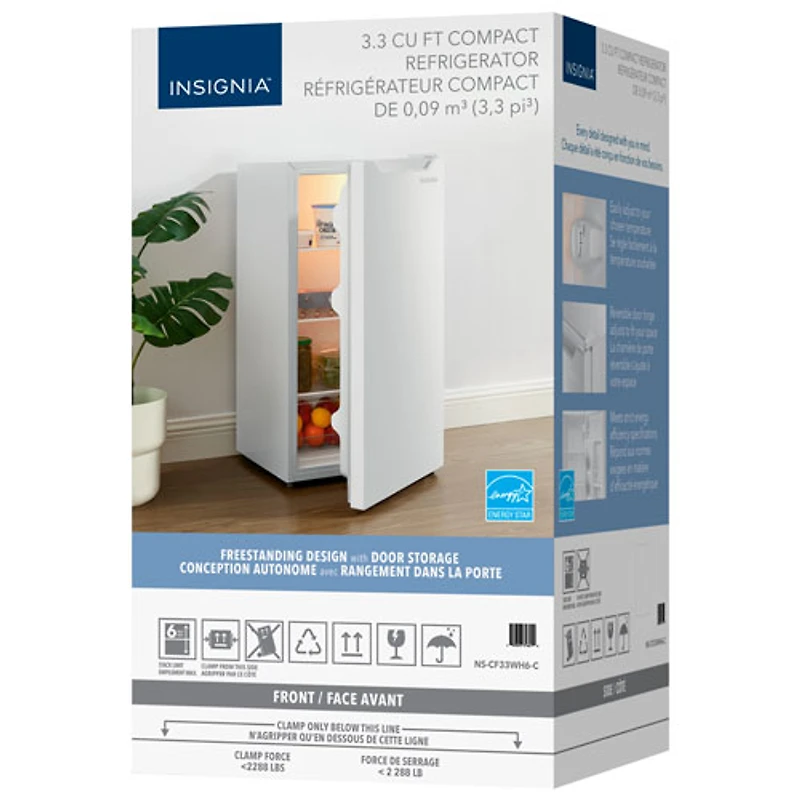 Insignia 3.3 Cu. Ft. Freestanding Bar Fridge (NS-CF33WH6-C) - White - Only at Best Buy