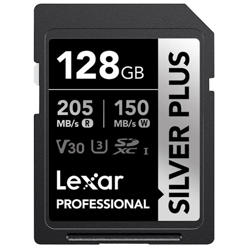 Carte mémoire SDXC UHS-I de Go et de 205 Mo/s Professional Silver Plus de Lexar