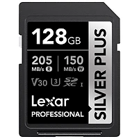 Carte mémoire SDXC UHS-I de Go et de 205 Mo/s Professional Silver Plus de Lexar