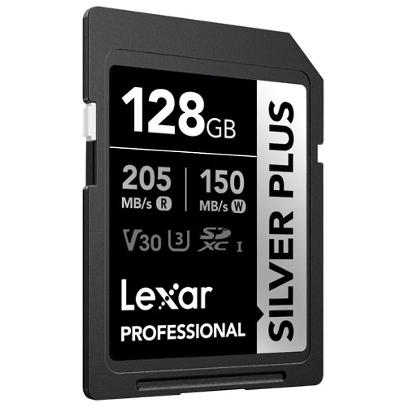 Carte mémoire SDXC UHS-I de Go et de 205 Mo/s Professional Silver Plus de Lexar