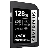 Carte mémoire SDXC UHS-I de Go et de 205 Mo/s Professional Silver Plus de Lexar
