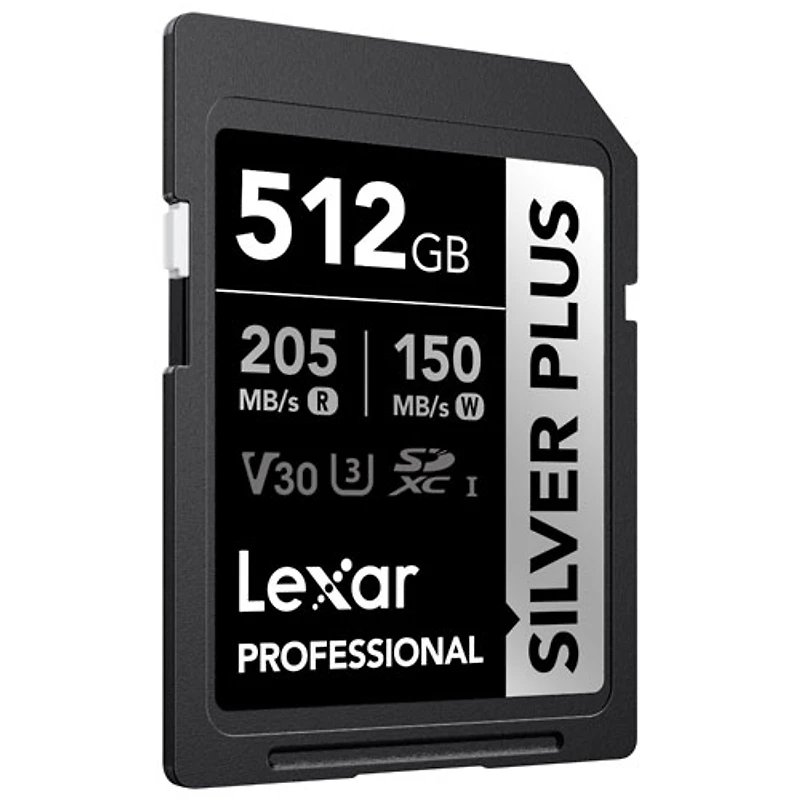 Lexar Professional Silver Plus 512GB 205MB/s UHS-I SDXC Memory Card