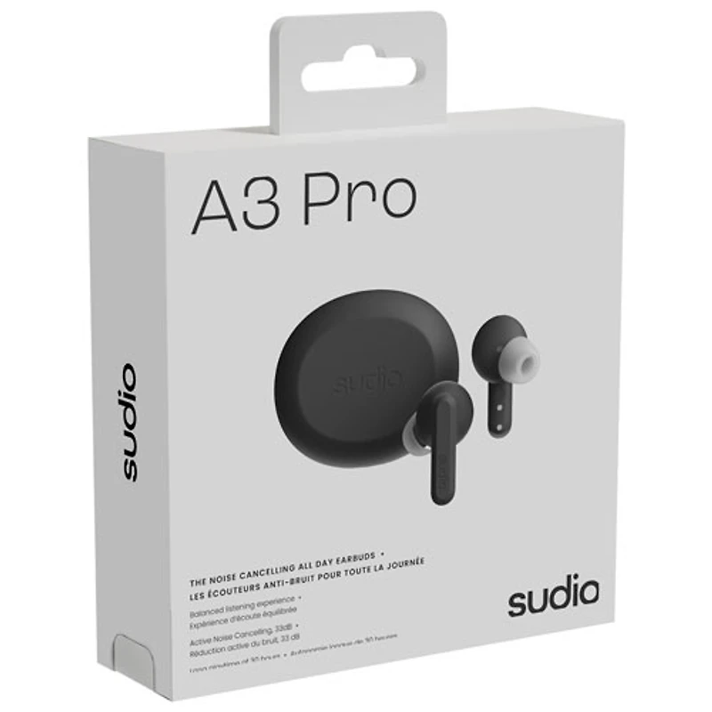 Sudio A3 Pro Audio In-Ear Noise Cancelling True Wireless Earbuds - Black