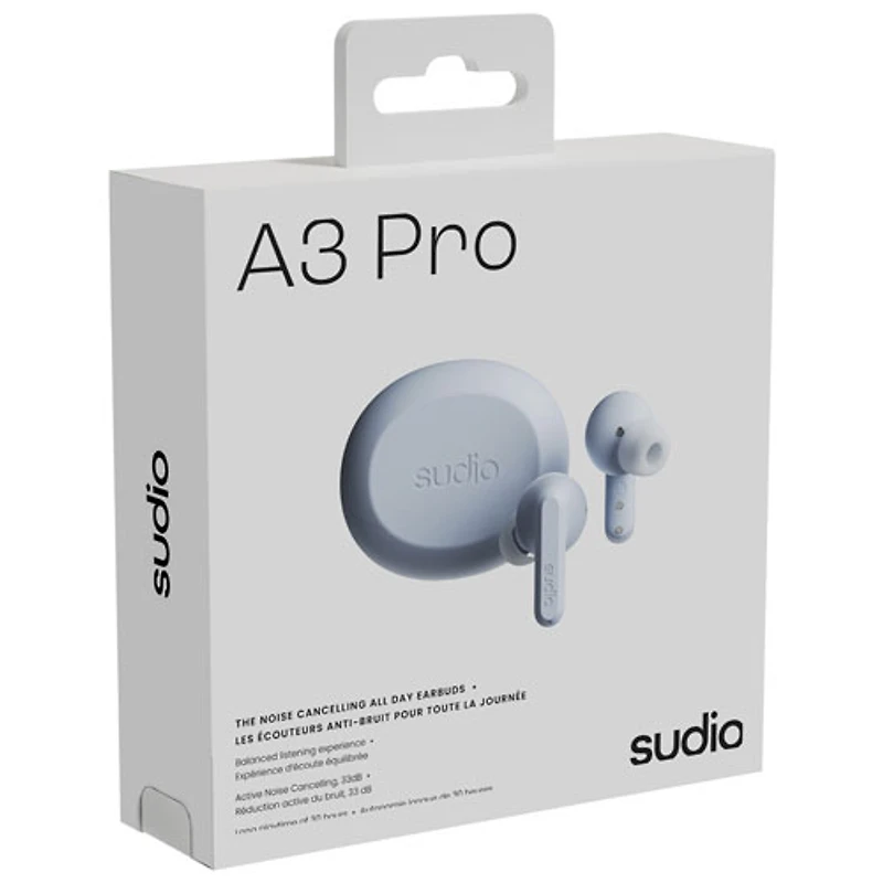 Écouteurs boutons 100 % sans fil à suppression du bruit A3 Pro Audio de Sudio - Bleu