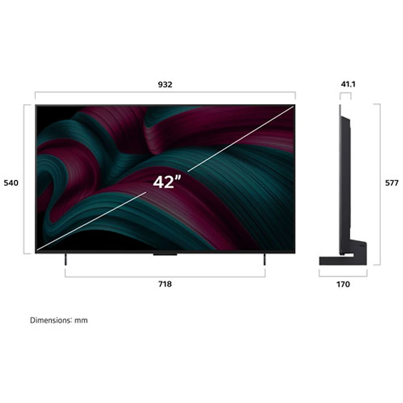 Téléviseur intelligent DELO HDR UHD 4K C5 de 42 po de LG (OLED42C5PUA) - 2025