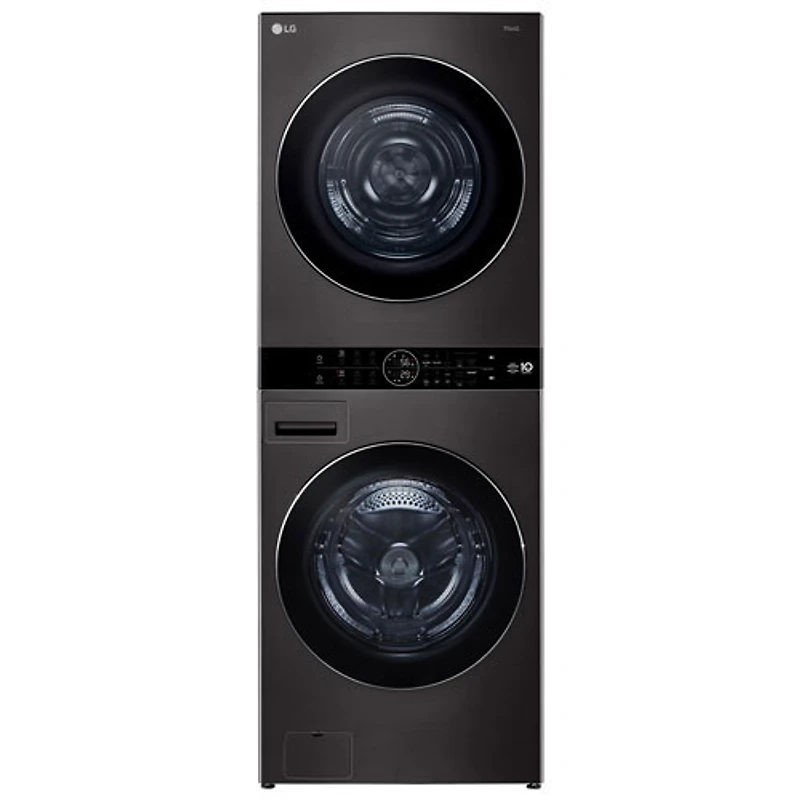 Open Box - LG WashTower 5 Cu Ft Electric Washer & 7.8 Cu Ft Heat Pump Dryer Laundry Centre (WKHC252HBA) -Black -Scratch & Dent