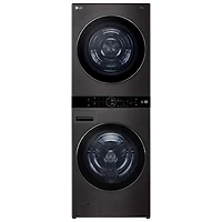 Open Box - LG WashTower 5 Cu Ft Electric Washer & 7.8 Cu Ft Heat Pump Dryer Laundry Centre (WKHC252HBA) -Black -Scratch & Dent