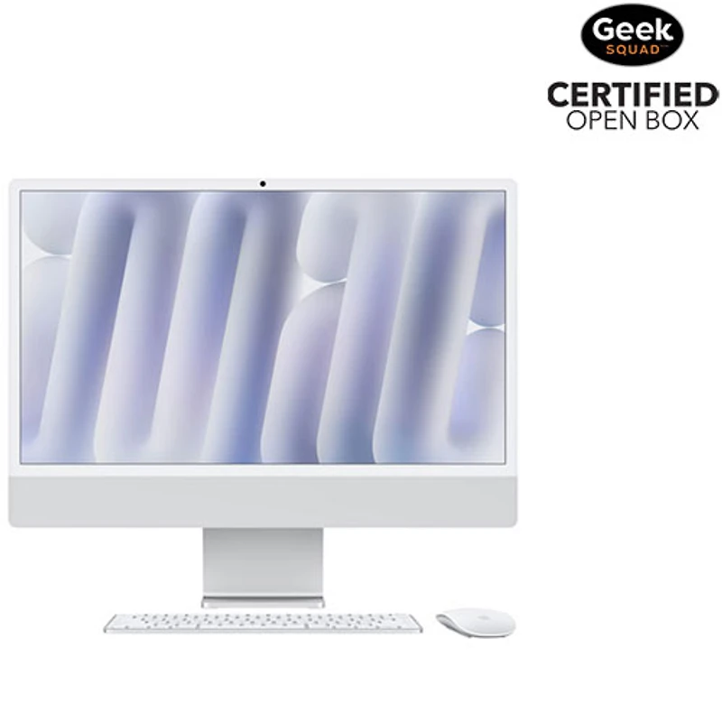 Boîte ouverte - iMac de 24 po d'Apple (automne 2024) - Argenté (puce M4 d'Apple/processeur graphique coeurs/RAM 16 Go/SSD 256 Go